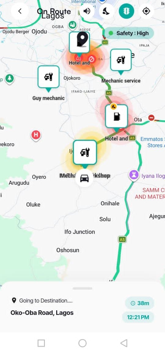 MoRoute On-Route safety map