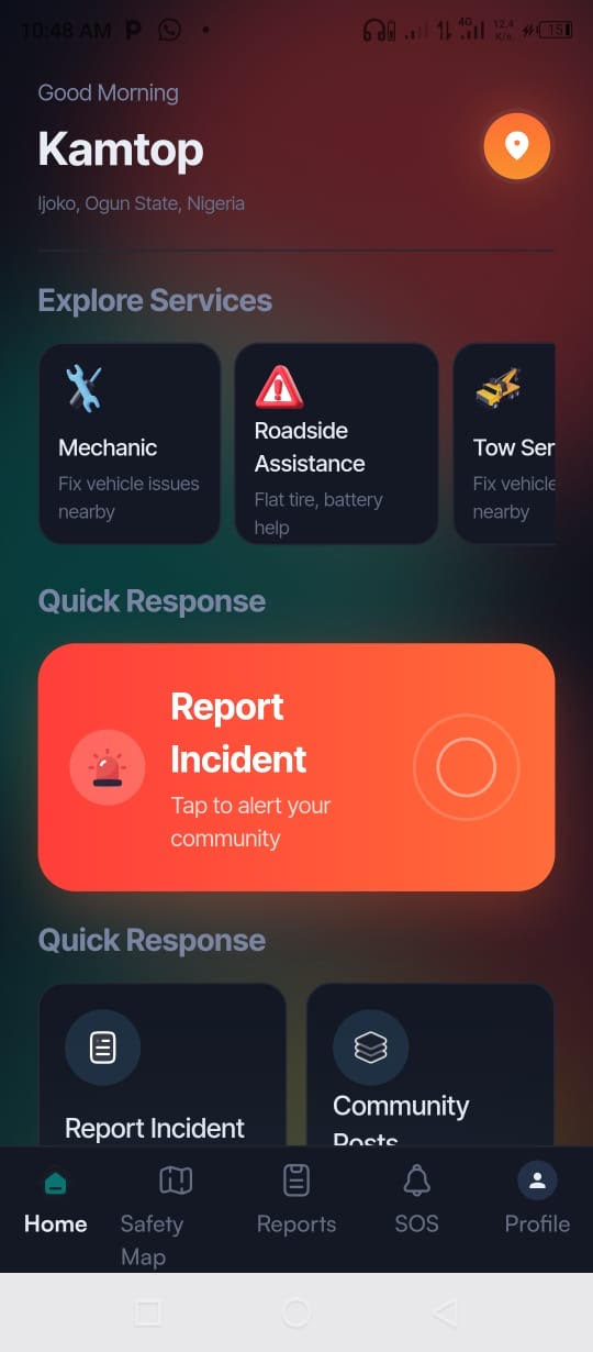 MoRoute dashboard home screen