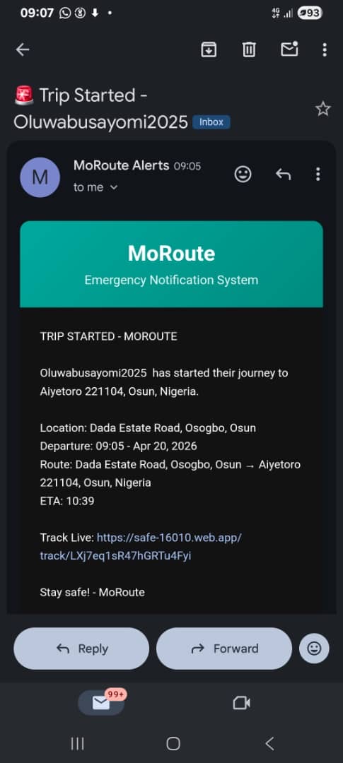 MoRoute app screen 9